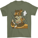 Steampunk Zombie Halloween Mens T-Shirt 100% Cotton Military Green