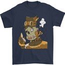 Steampunk Zombie Halloween Mens T-Shirt 100% Cotton Navy Blue