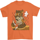 Steampunk Zombie Halloween Mens T-Shirt 100% Cotton Orange