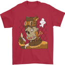 Steampunk Zombie Halloween Mens T-Shirt 100% Cotton Red