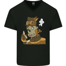 Steampunk Zombie Halloween Mens V-Neck Cotton T-Shirt Black
