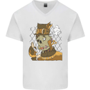 Steampunk Zombie Halloween Mens V-Neck Cotton T-Shirt White