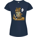 Steampunk Zombie Halloween Womens Petite Cut T-Shirt Navy Blue