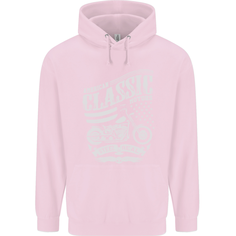 Steel Is Real Biker Motorcycle Motorbike Childrens Kids Hoodie Light Pink