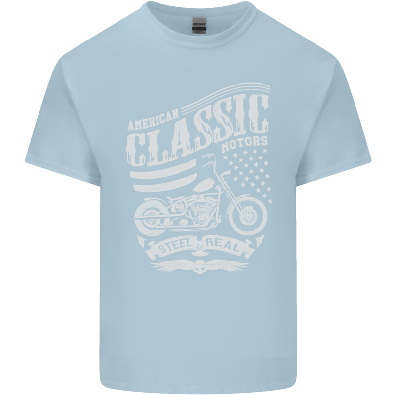 Steel Is Real Biker Motorcycle Motorbike Kids T-Shirt Childrens Light Blue
