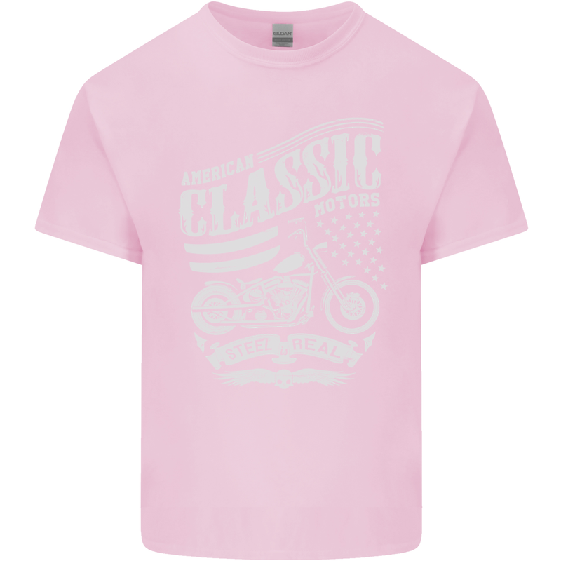 Steel Is Real Biker Motorcycle Motorbike Kids T-Shirt Childrens Light Pink