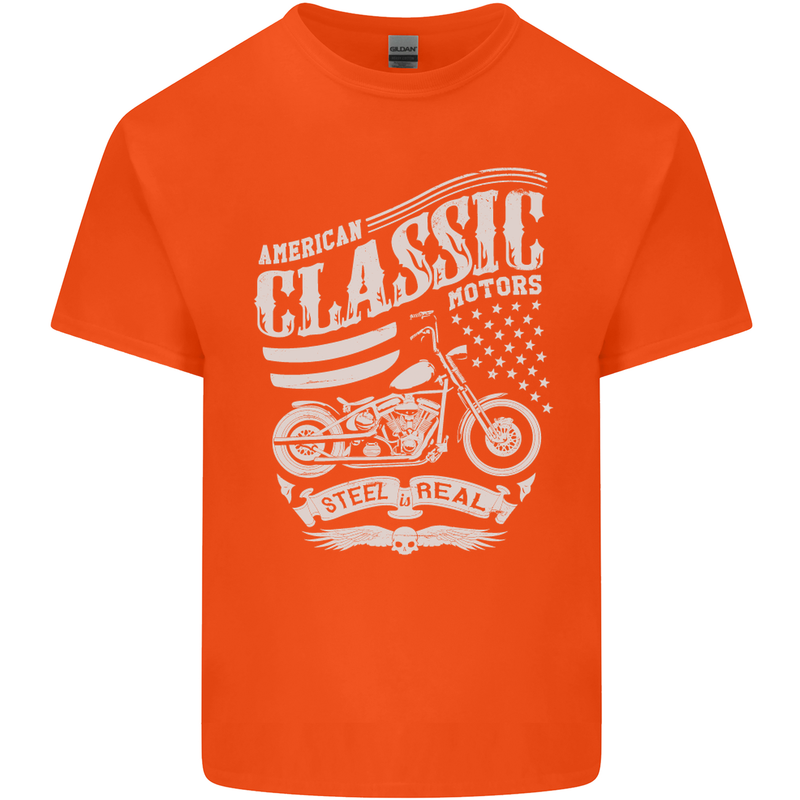 Steel Is Real Biker Motorcycle Motorbike Kids T-Shirt Childrens Orange
