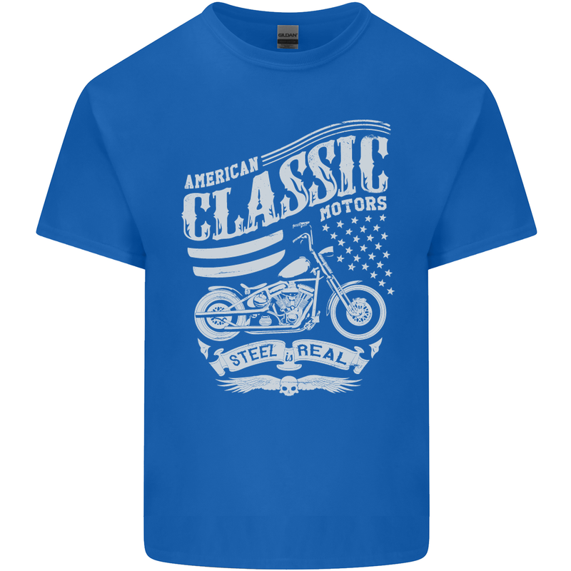 Steel Is Real Biker Motorcycle Motorbike Kids T-Shirt Childrens Royal Blue