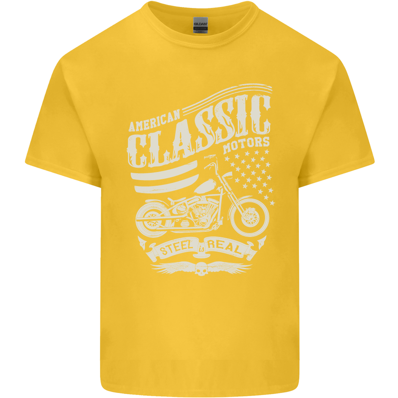 Steel Is Real Biker Motorcycle Motorbike Kids T-Shirt Childrens Yellow