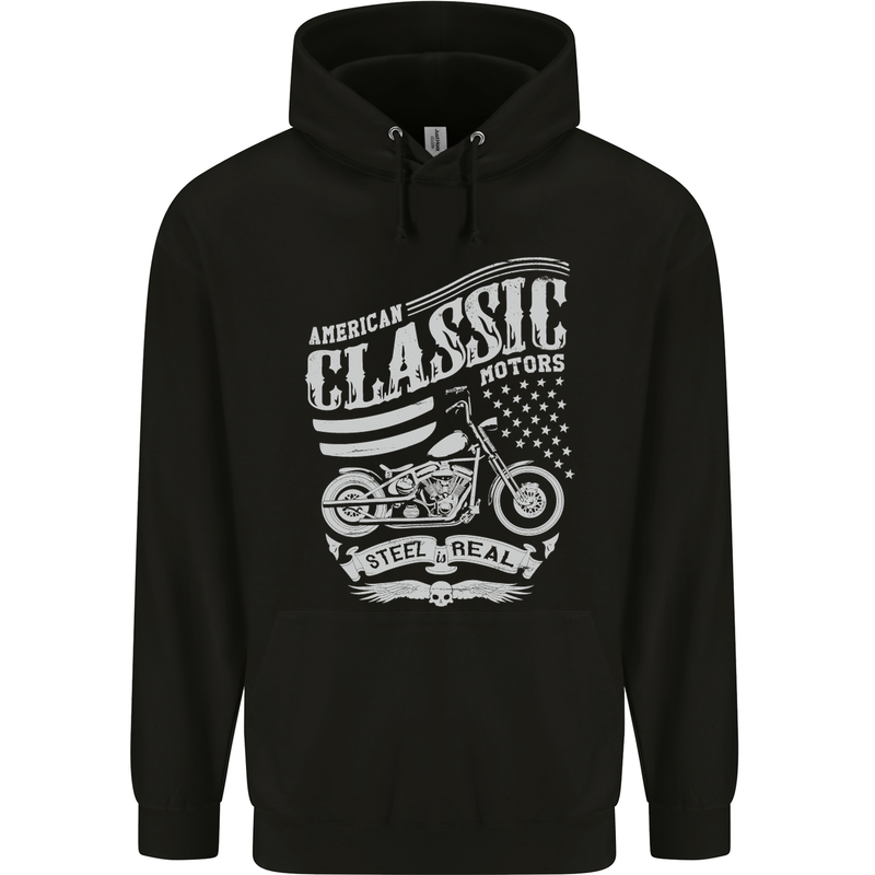 Steel Is Real Biker Motorcycle Motorbike Mens 80% Cotton Hoodie Black