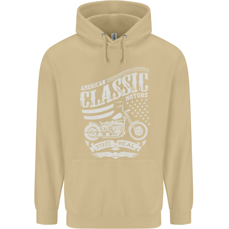 Steel Is Real Biker Motorcycle Motorbike Mens 80% Cotton Hoodie Sand