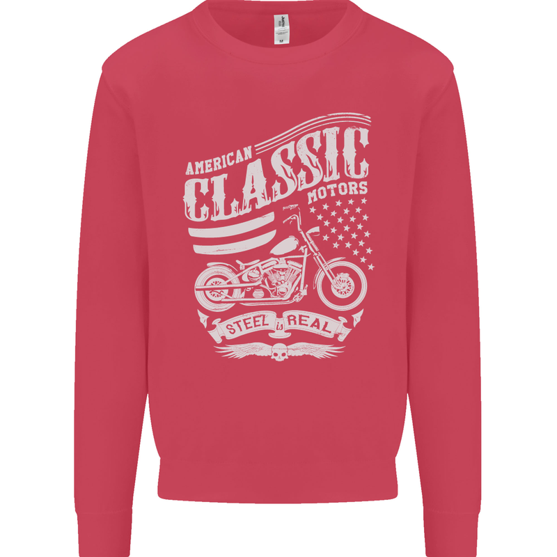 Steel Is Real Biker Motorcycle Motorbike Mens Sweatshirt Jumper Heliconia