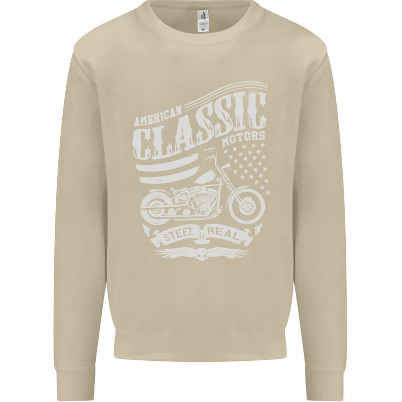 Steel Is Real Biker Motorcycle Motorbike Mens Sweatshirt Jumper Sand
