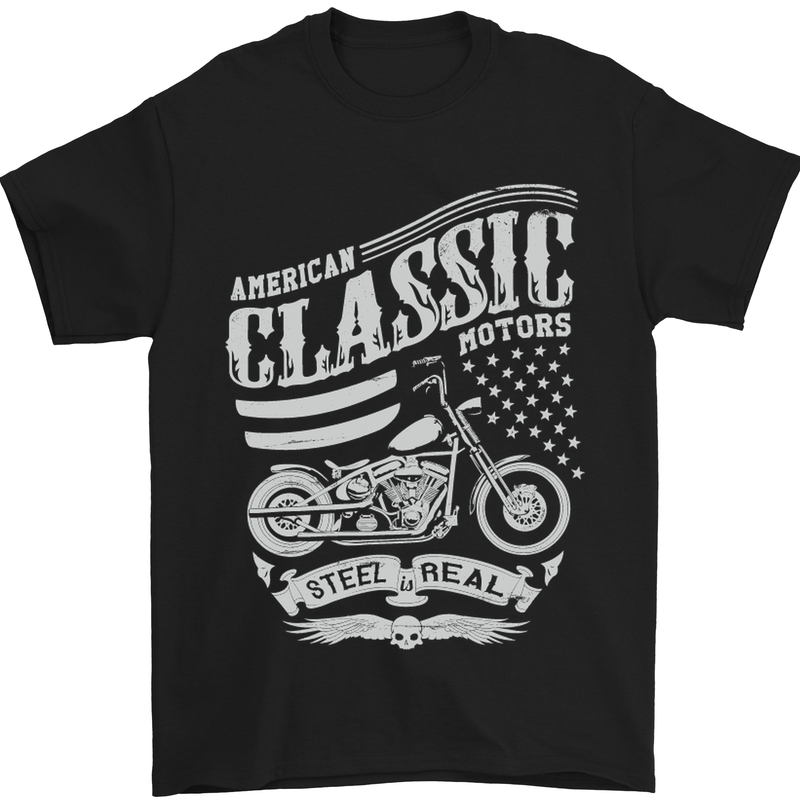 Steel Is Real Biker Motorcycle Motorbike Mens T-Shirt Cotton Gildan Black