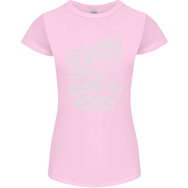 Steel Is Real Biker Motorcycle Motorbike Womens Petite Cut T-Shirt Light Pink