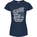 Steel Is Real Biker Motorcycle Motorbike Womens Petite Cut T-Shirt Navy Blue