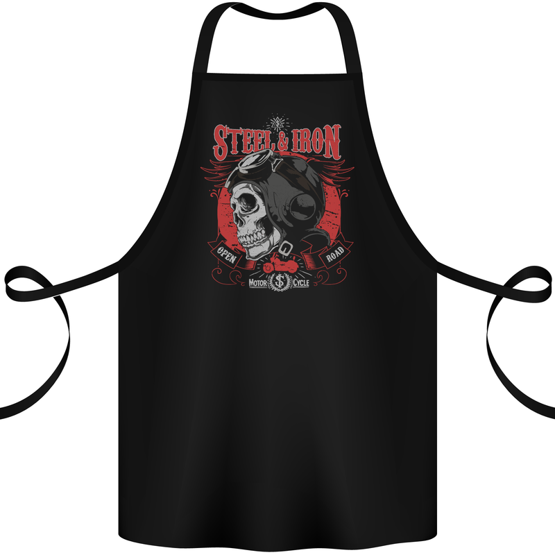 Steel & Iron Motorcyle Biker Motorbike Cotton Apron 100% Organic Black