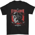 Steel & Iron Motorcyle Biker Motorbike Mens T-Shirt Cotton Gildan Black