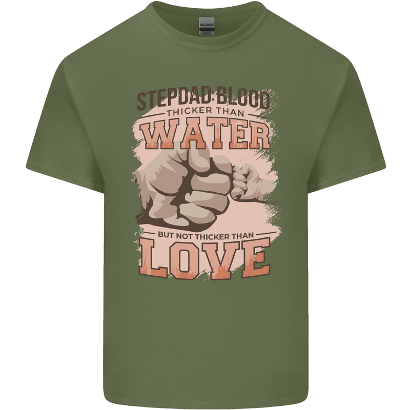 Stepdad Fathers Day Step Dad Mens Cotton T-Shirt Tee Top Military Green