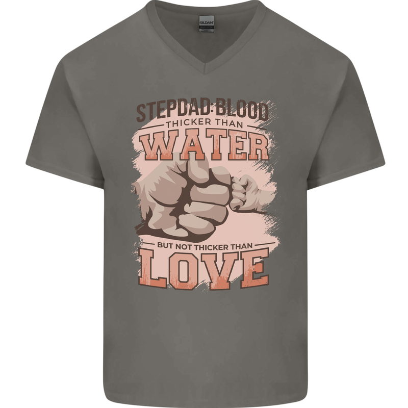 Stepdad Fathers Day Step Dad Mens V-Neck Cotton T-Shirt Charcoal
