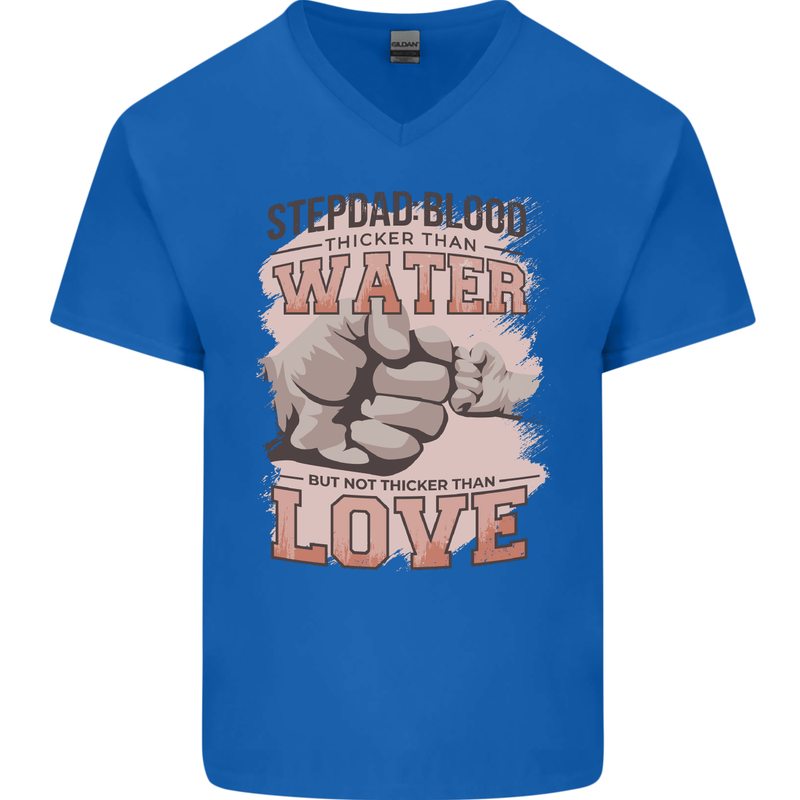 Stepdad Fathers Day Step Dad Mens V-Neck Cotton T-Shirt Royal Blue