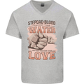 Stepdad Fathers Day Step Dad Mens V-Neck Cotton T-Shirt Sports Grey