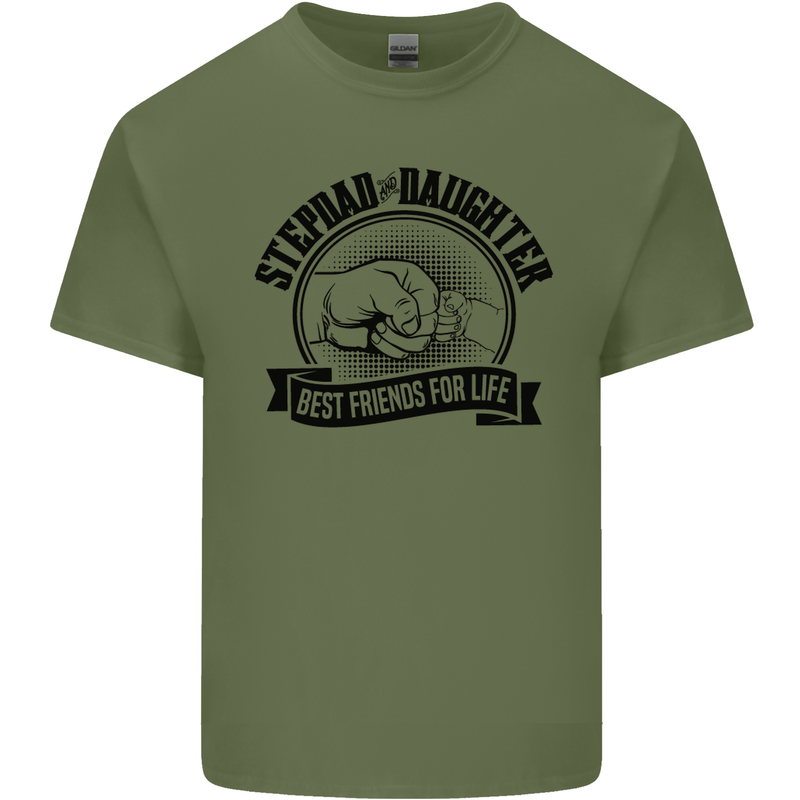 Stepdad & Daughter Best Father's Day Mens Cotton T-Shirt Tee Top Military Green