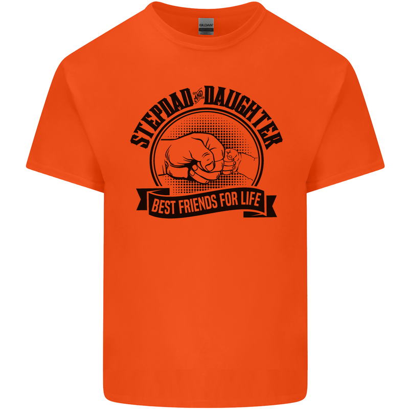 Stepdad & Daughter Best Father's Day Mens Cotton T-Shirt Tee Top Orange