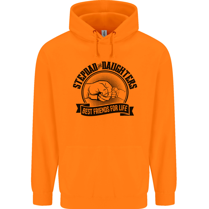 Stepdad & Daughters Friends Father's Day Childrens Kids Hoodie Orange