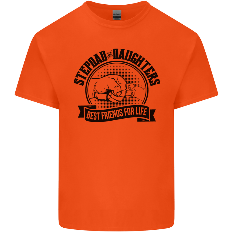 Stepdad & Daughters Friends Father's Day Mens Cotton T-Shirt Tee Top Orange