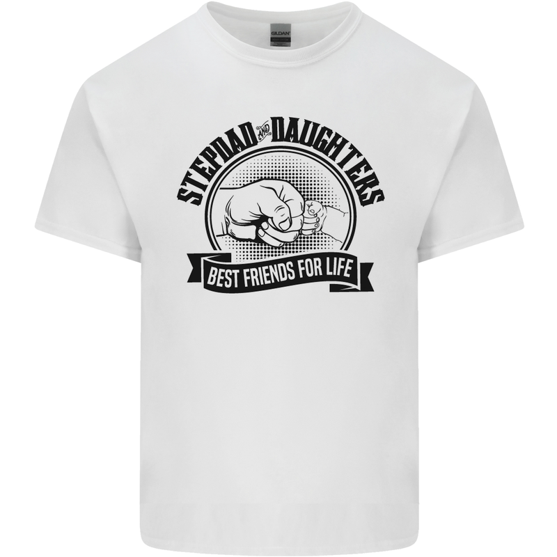 Stepdad & Daughters Friends Father's Day Mens Cotton T-Shirt Tee Top White