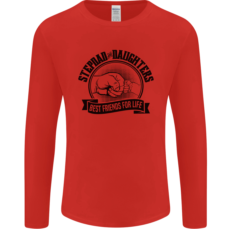 Stepdad & Daughters Friends Father's Day Mens Long Sleeve T-Shirt Red