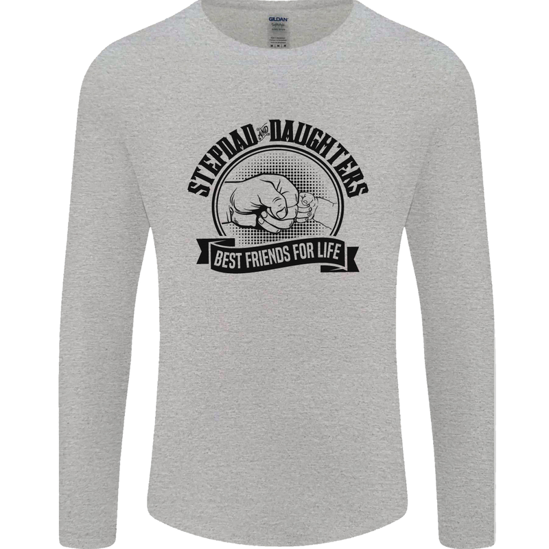 Stepdad & Daughters Friends Father's Day Mens Long Sleeve T-Shirt Sports Grey