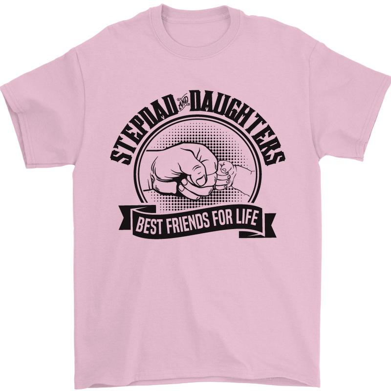 Stepdad & Daughters Friends Father's Day Mens T-Shirt Cotton Gildan Light Pink