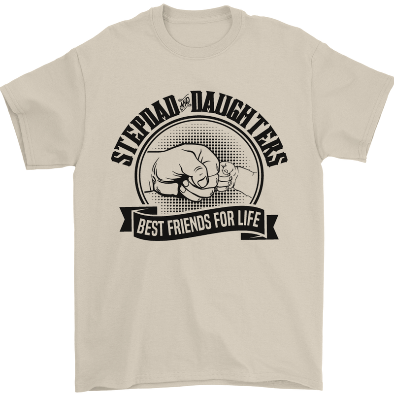 Stepdad & Daughters Friends Father's Day Mens T-Shirt Cotton Gildan Sand