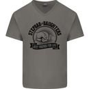 Stepdad & Daughters Friends Father's Day Mens V-Neck Cotton T-Shirt Charcoal