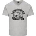 Stepdad & Daughters Friends Father's Day Mens V-Neck Cotton T-Shirt Sports Grey