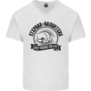 Stepdad & Daughters Friends Father's Day Mens V-Neck Cotton T-Shirt White