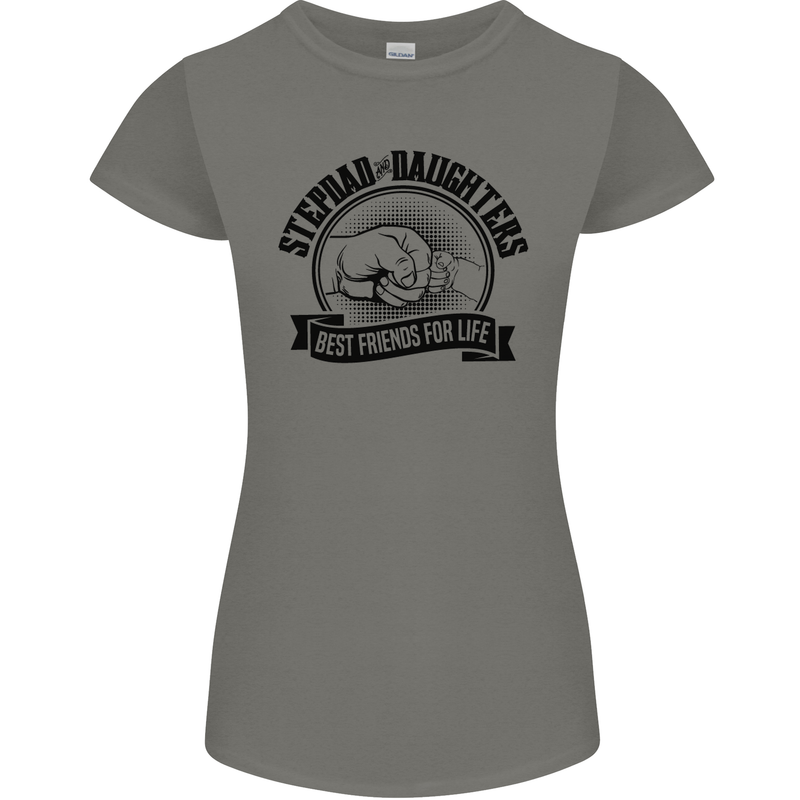 Stepdad & Daughters Friends Father's Day Womens Petite Cut T-Shirt Charcoal