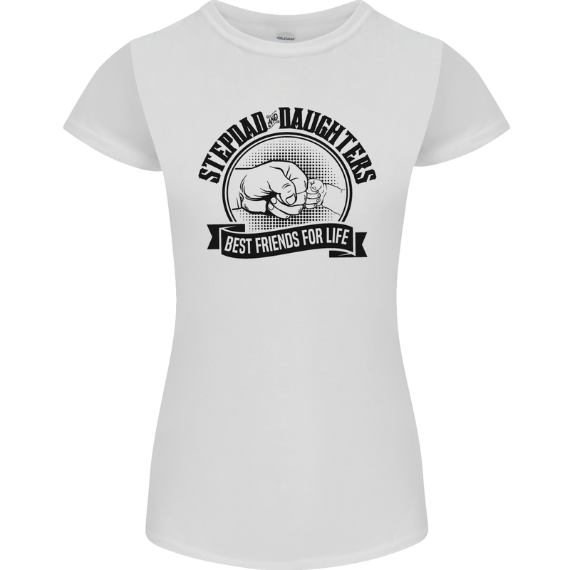 Stepdad & Daughters Friends Father's Day Womens Petite Cut T-Shirt White