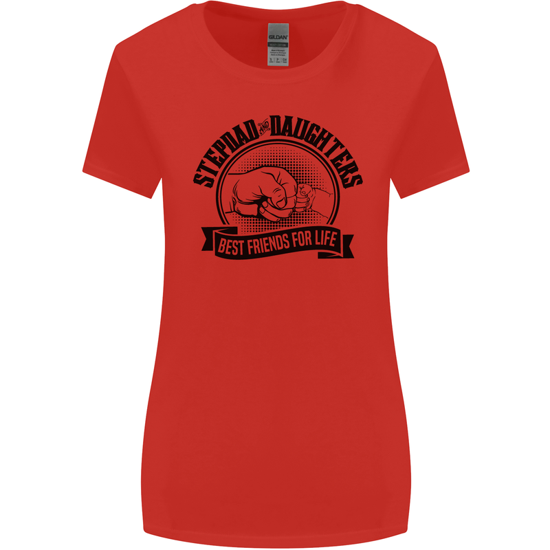 Stepdad & Daughters Friends Father's Day Womens Wider Cut T-Shirt Red