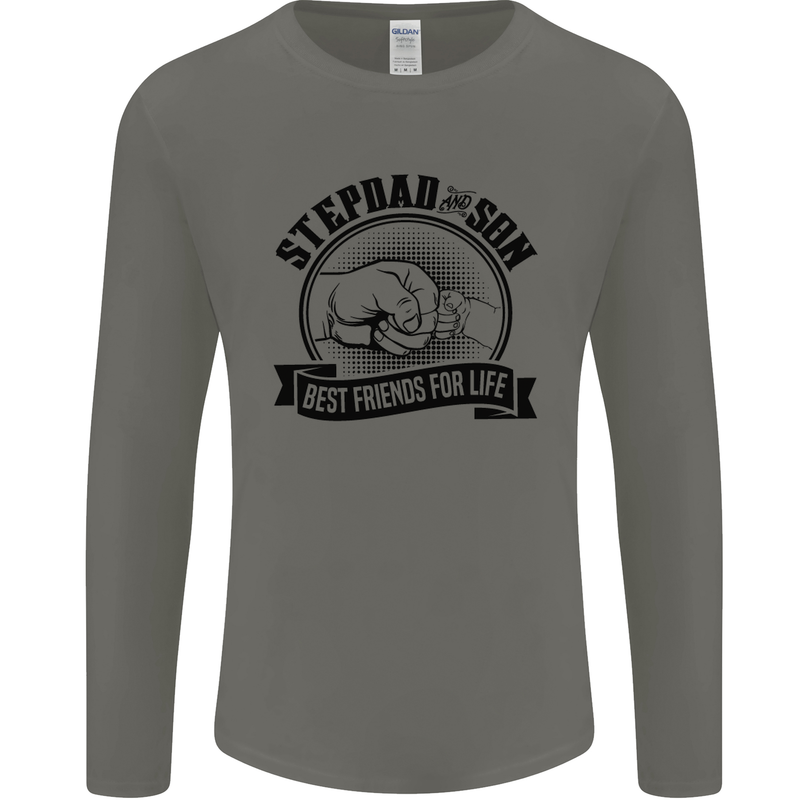 Stepdad & Son Best Friends Father's Day Mens Long Sleeve T-Shirt Charcoal