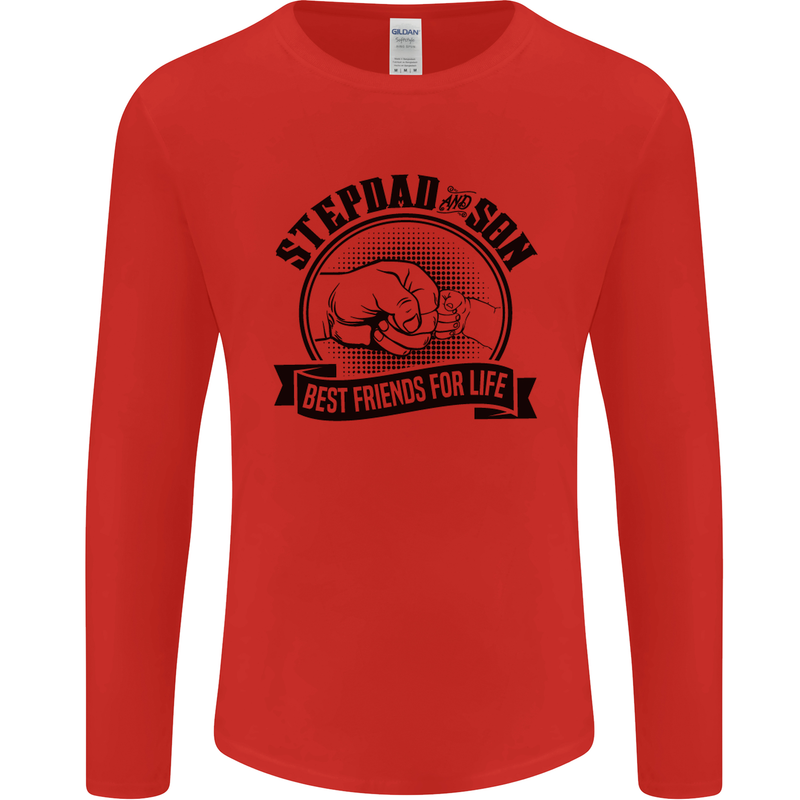 Stepdad & Son Best Friends Father's Day Mens Long Sleeve T-Shirt Red