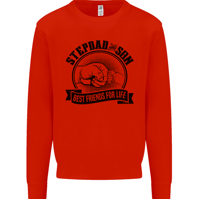 Stepdad & Son Best Friends Father's Day Mens Sweatshirt Jumper Bright Red