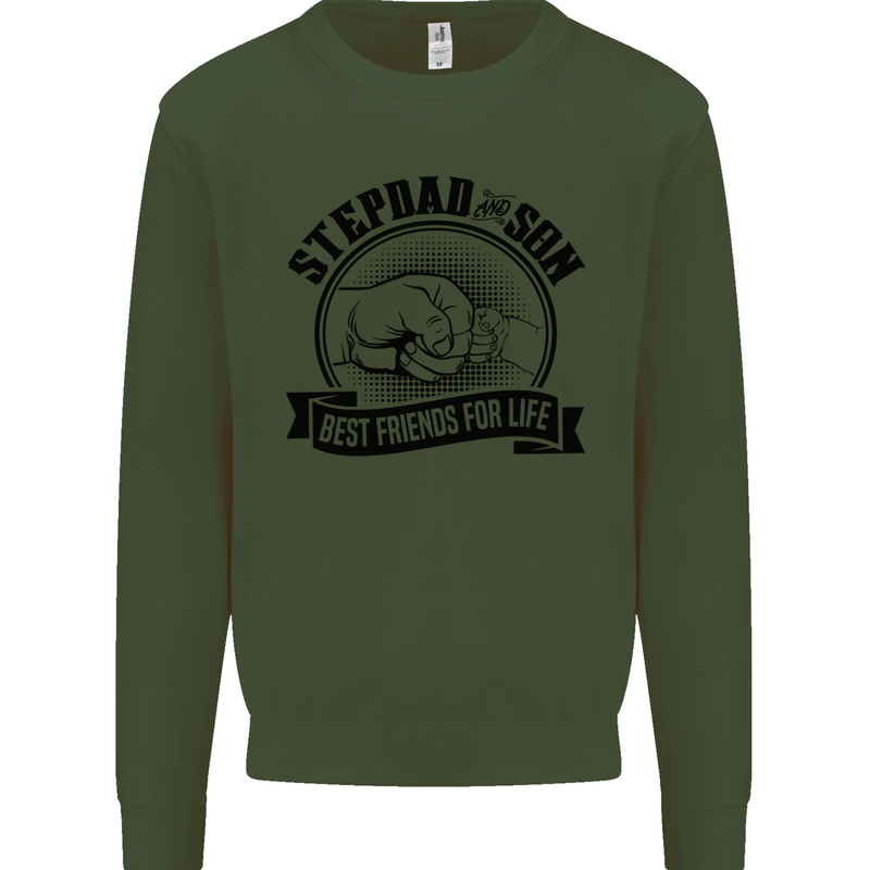 Stepdad & Son Best Friends Father's Day Mens Sweatshirt Jumper Forest Green