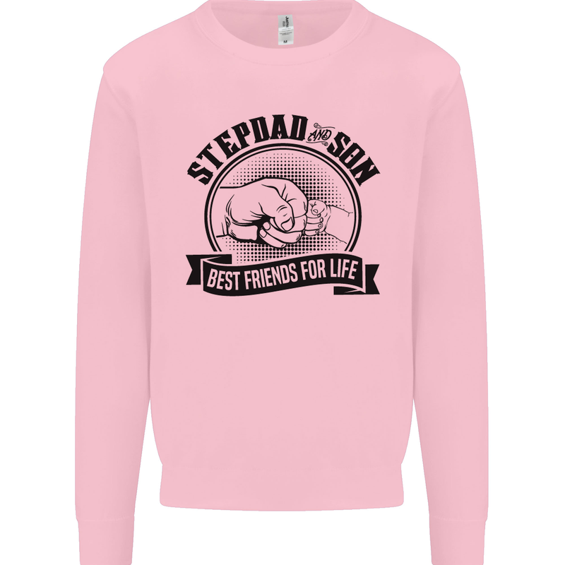 Stepdad & Son Best Friends Father's Day Mens Sweatshirt Jumper Light Pink