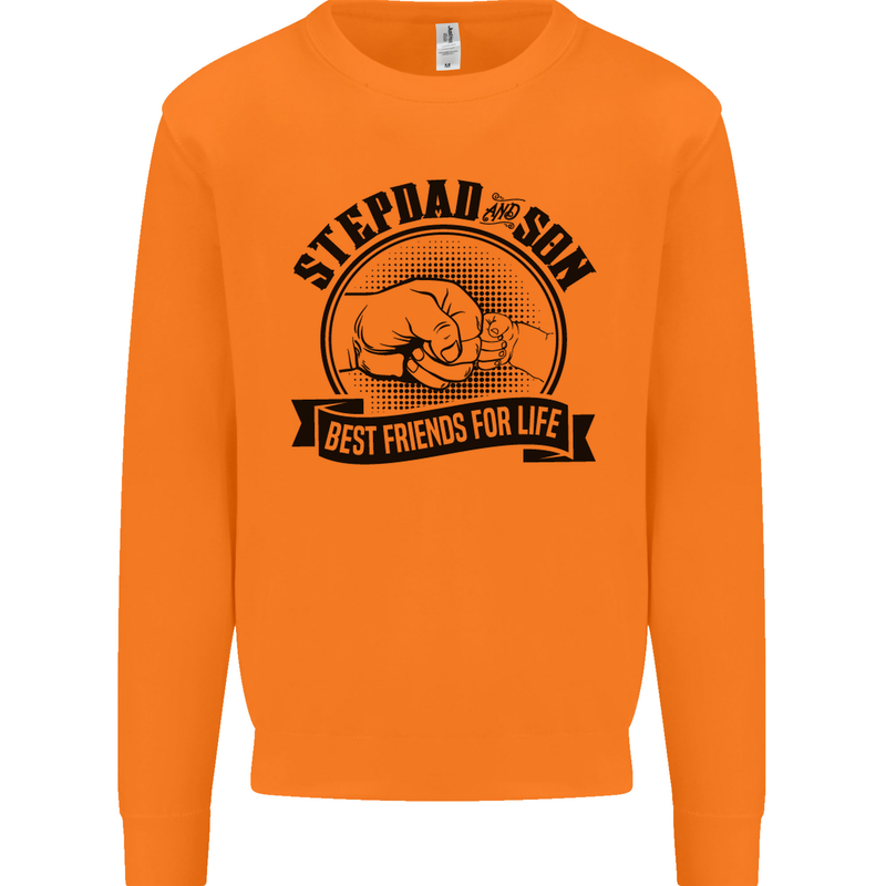 Stepdad & Son Best Friends Father's Day Mens Sweatshirt Jumper Orange