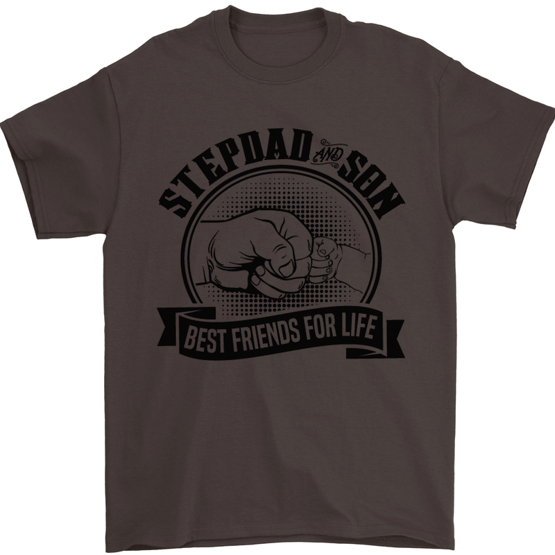 Stepdad & Son Best Friends Father's Day Mens T-Shirt Cotton Gildan Dark Chocolate