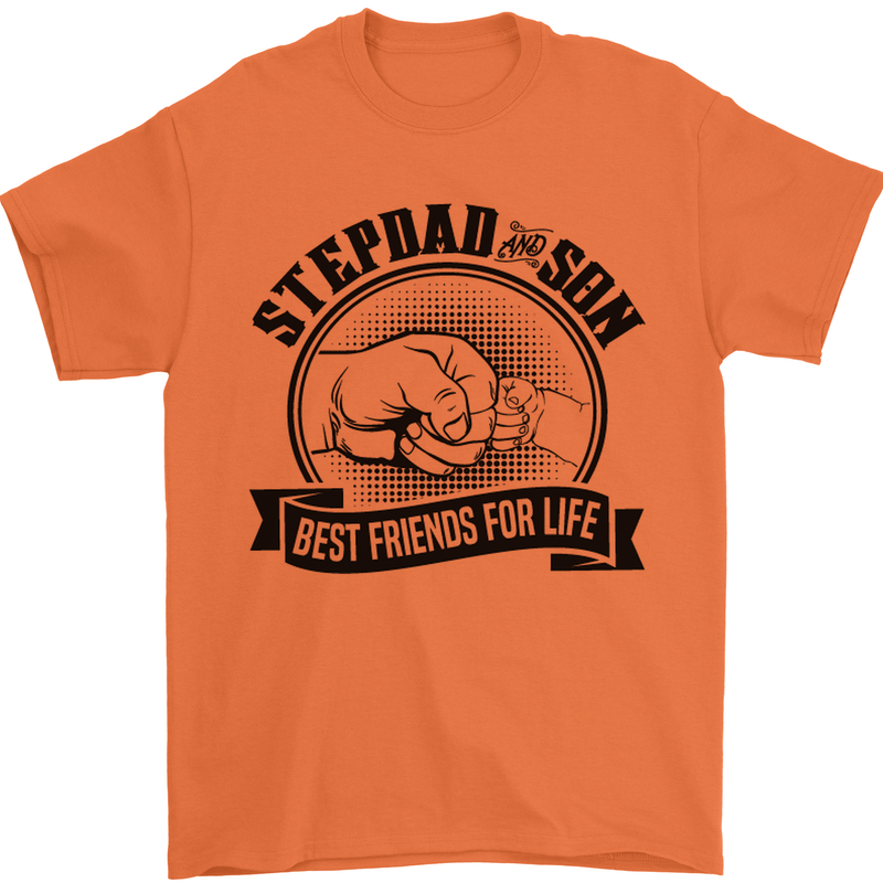 Stepdad & Son Best Friends Father's Day Mens T-Shirt Cotton Gildan Orange