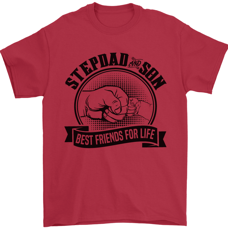 Stepdad & Son Best Friends Father's Day Mens T-Shirt Cotton Gildan Red